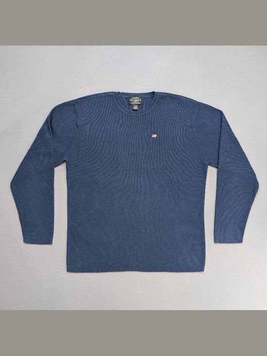Polo Ralph Lauren Other - Polo Jeans Co Ralph Lauren Blue Rib Knit Sweater XL RL Flag Logo Made in Japan